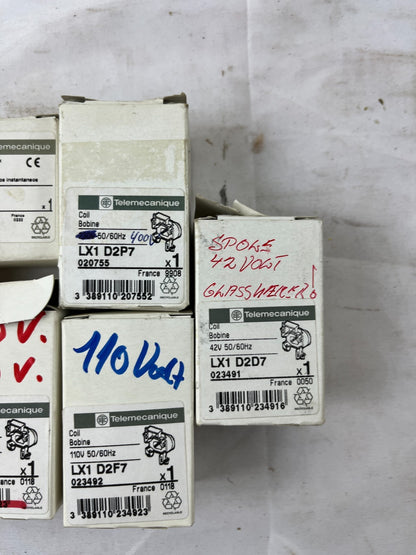 Telemecanique Contactors Coils Auxiliary Contacts Lot LA1DN02 LX1D2F7 NOS
