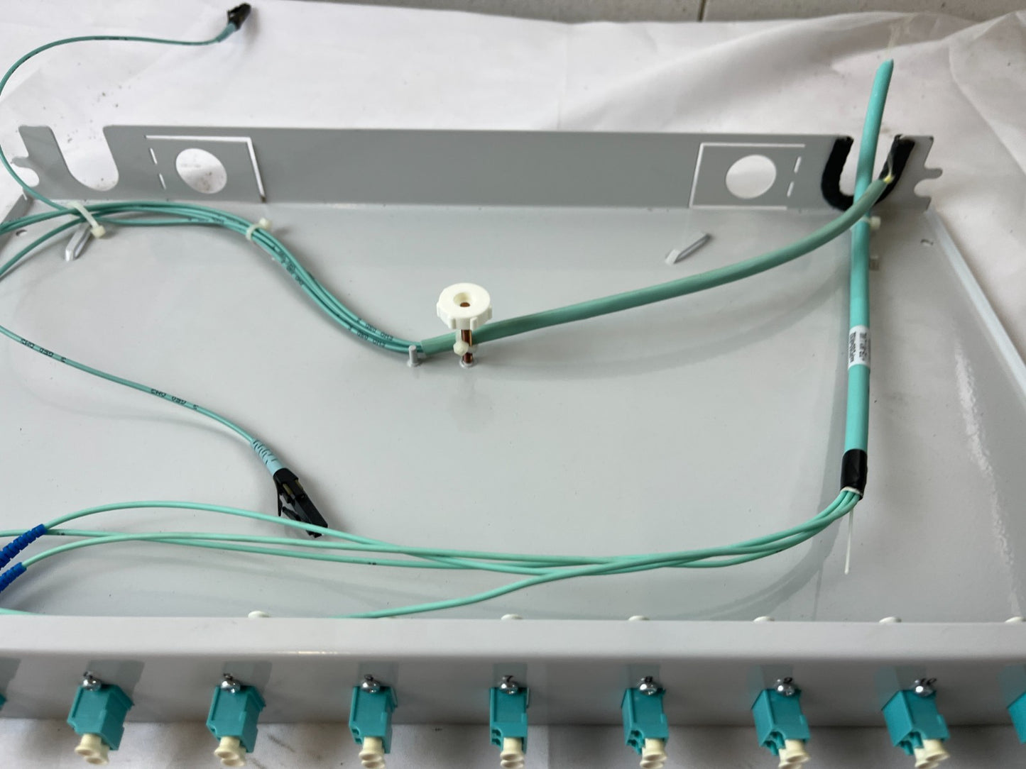 12 Port LC Duplex Fiber Optic Patch Panel Rack Mount OM3 Aqua MMF Used SPare