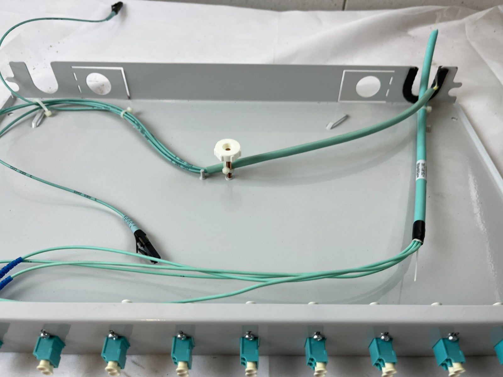 12 Port LC Duplex Fiber Optic Patch Panel Rack Mount OM3 Aqua MMF Used SPare