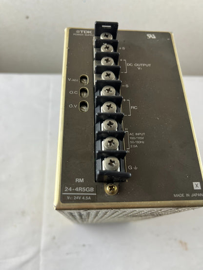 TDK RM24-4R5GB Power Supply 24V DC 4.5A 100–115V AC Input Used Japan Spare