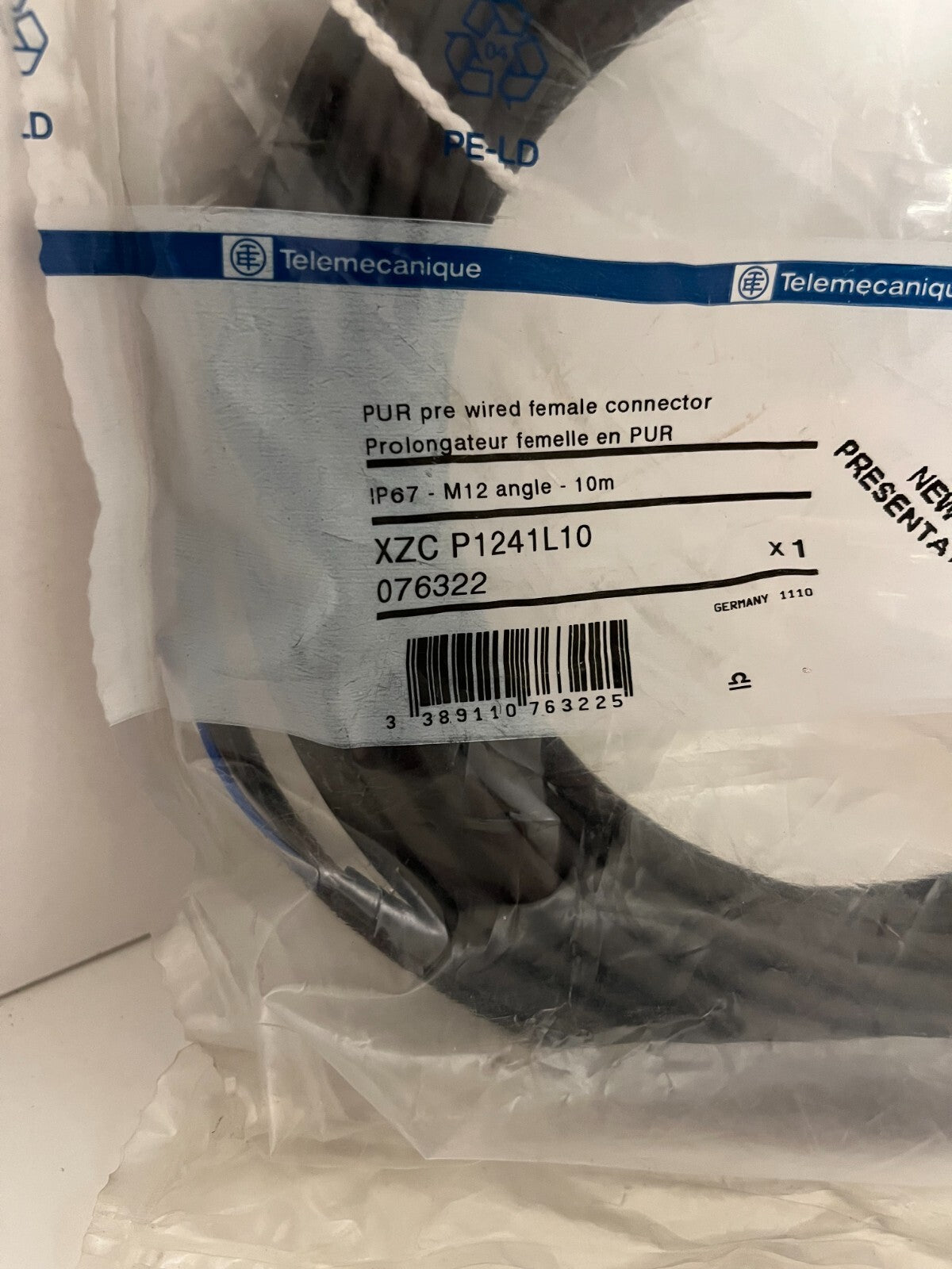 Telemecanique XZC P1241L10 M12 Female Connector Cable 10m IP67 - New Sealed