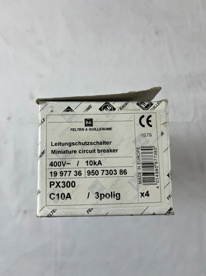 Felten & Guilleaume PX300 C10A 3‑Pole 400V 10kA Miniature Circuit Breaker Lot 3x
