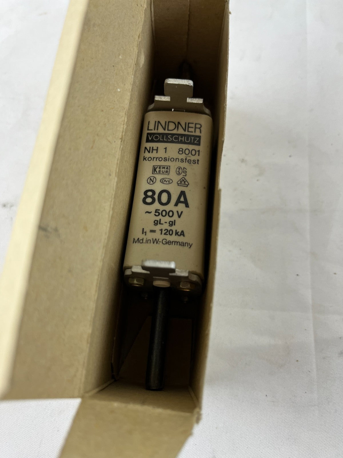 Lindner Vollschutz NH1 8001.0807 Fuse 80A 500V gL/gG Corrosion Resistant Germany