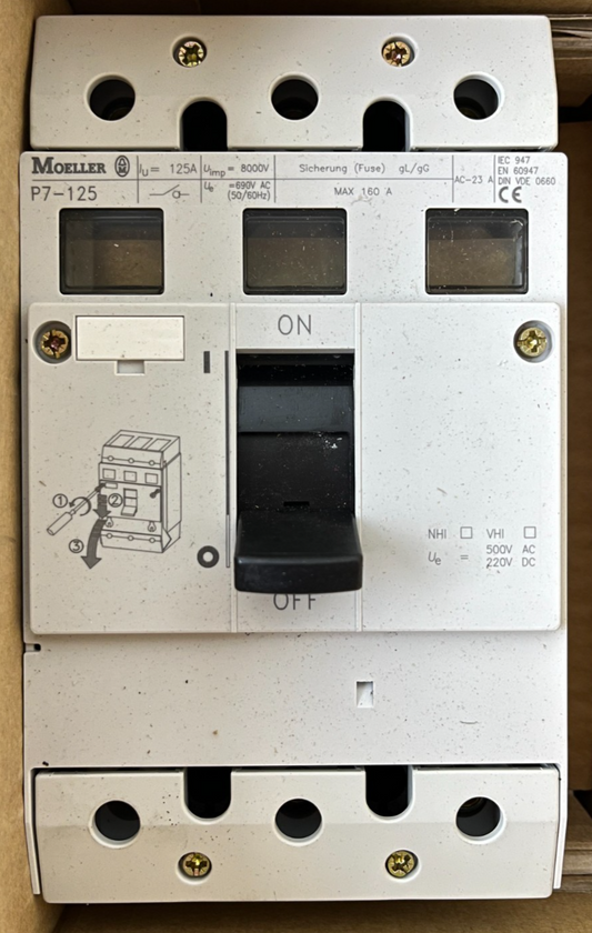 Moeller P7-125 Main Switch 3-Pole 125A 690V AC Disconnect Switch Breaker NEW
