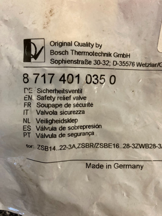 Bosch Safety Relief Valve PN:87174010350 - 3 Bar for Heating Appliances