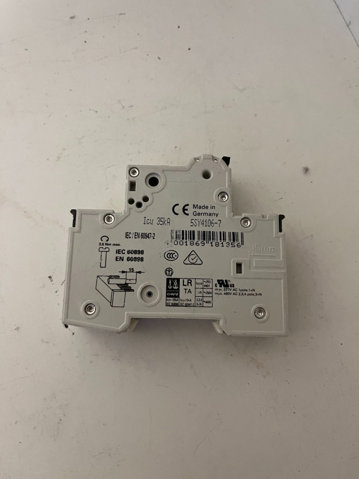 Siemens 5SY41 MCB C6 1P+Aux 6A Miniature Circuit Breaker 230/400V Used Spare