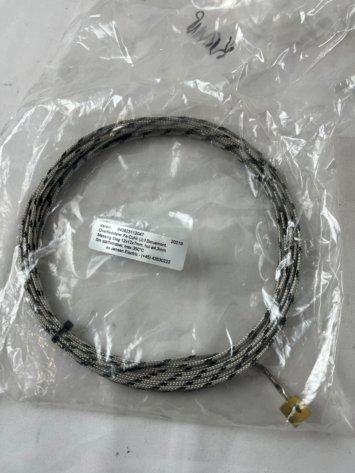 Type J Thermocouple Probe 5m Stainless Braided Cable 350°C Screw Mount New