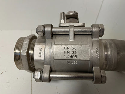 Stainless Steel Ball Valve DN50 PN63 MARS 90° Elbow Used PN 63 -40°C to +245°C