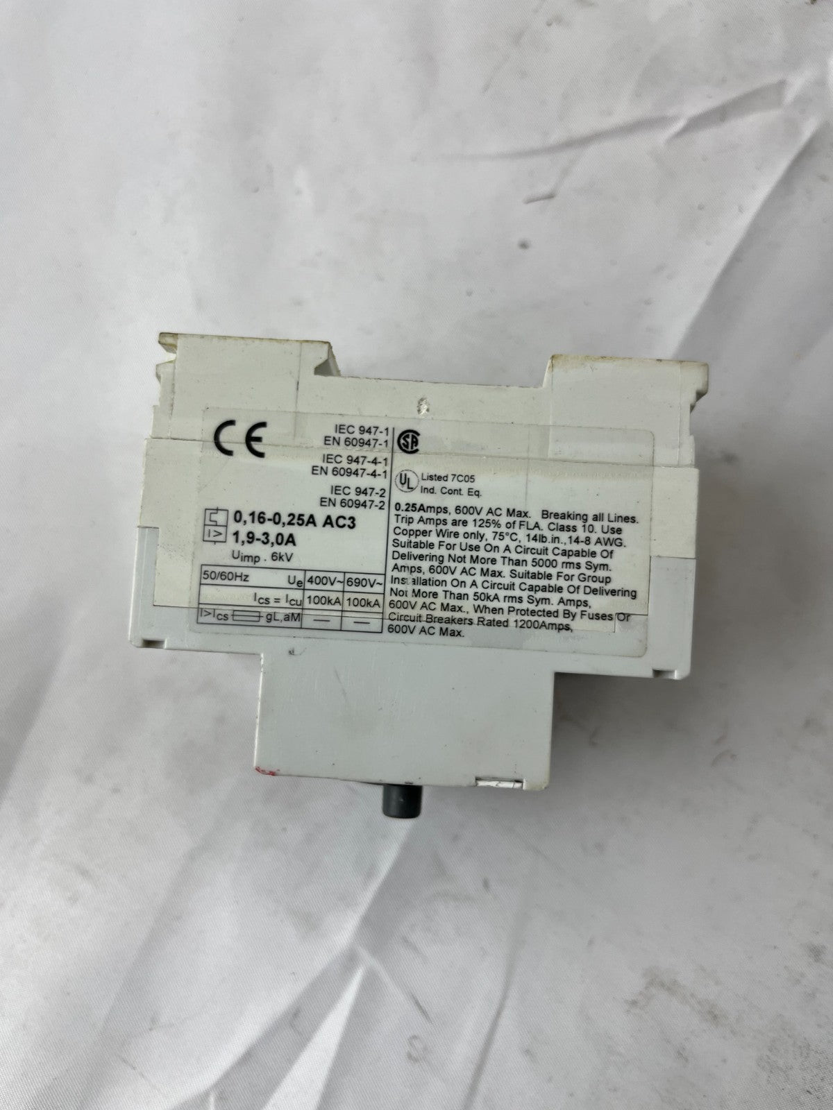 ABB MS325 Motor Protection Circuit Breaker 0.16-0.25A 690V Used Spare Unit