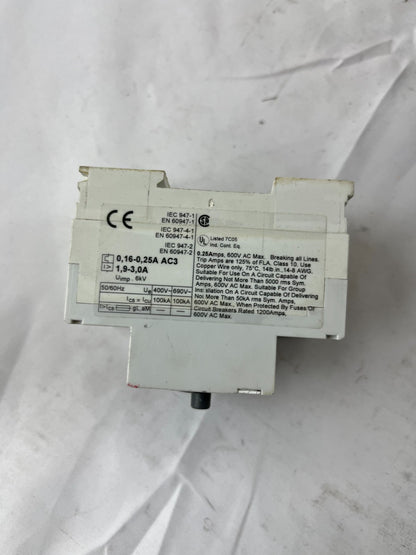 ABB MS325 Motor Protection Circuit Breaker 0.16-0.25A 690V Used Spare Unit