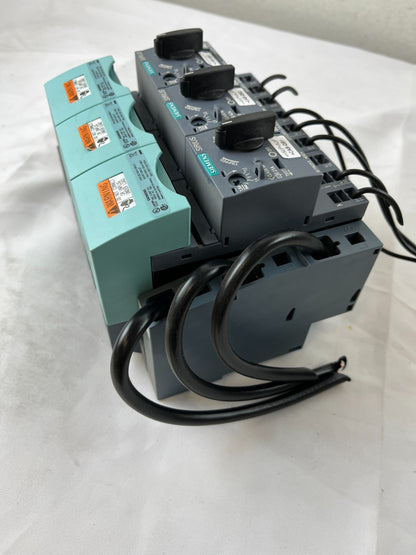 Siemens Sirius 3RV2011 Motor Starter Lot 3x MPCB 1.1-3.2A w Base Modules Used