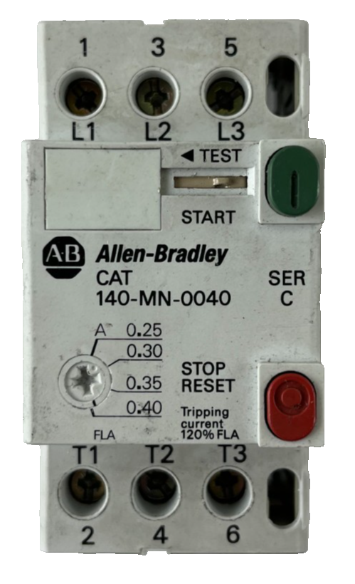 Allen‑Bradley 140-MN-0040 Manual Motor Starter 0.25–0.40A 3‑Pole Used Spare