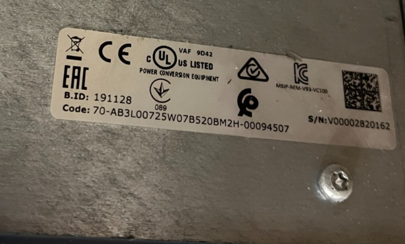 Vacon 100 FLOW VACON0100-3L-0072-5 37kW 72A 400V AC Drive IP54 Used Spare Unit