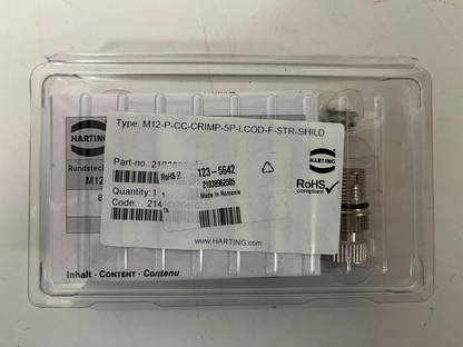 9x HARTING M12 Connectors 21035642 5-Pin Shielded M12-P-CC-CRIMP-5P-LCOD-F-STR