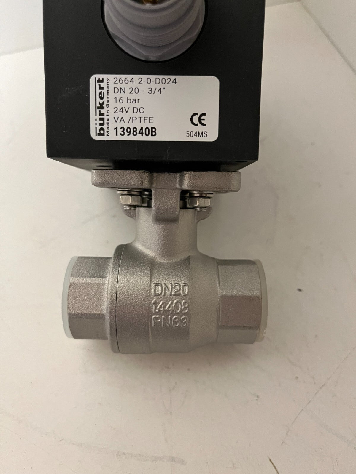 Bürkert 2664-2-0-D024 Electric Ball Valve DN20 3/4" 24V DC 16bar VA/PTFE New