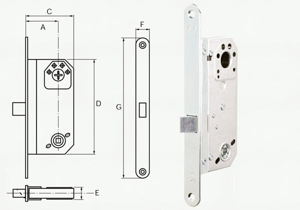 Assa Abloy Modular 1498 L: 22.5cm - Steel, with door handle function only