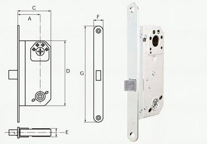 Assa Abloy Modular 1498 L: 22.5cm - Steel, with door handle function only