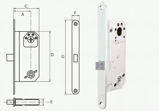 Assa Abloy Modular 1498 L: 22.5cm - Steel, with door handle function only
