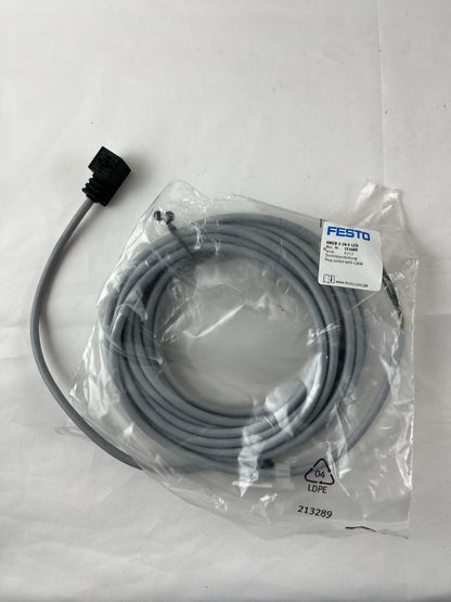 Festo KMEB-1-24-5-LED Solenoid Valve Connector Socket 24V DC 5m Cable w/ LED NEW