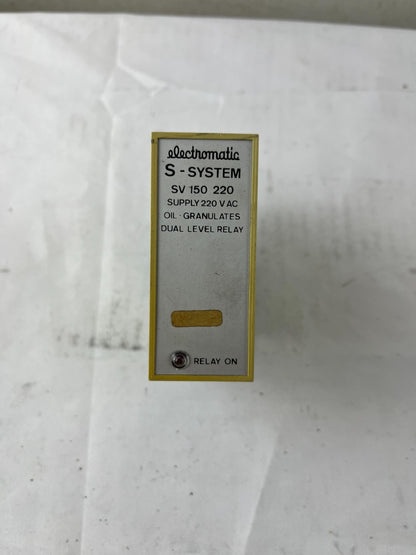 Electromatic SV150 220 Dual Level Relay 220VAC Oil Granulates Capacitive VR