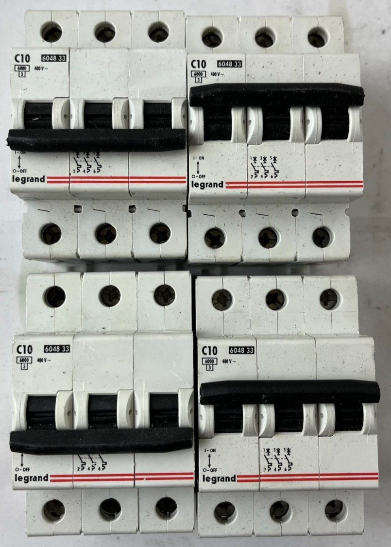 Legrand 6048 33 C10 4-Pole Circuit Breaker 400V 6kA Lot 4pcs Used Spare Units