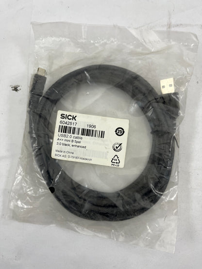 SICK 6042517 USB2.0 Cable A to Mini B 5-Pin 3m Enhanced Black NEW Sealed