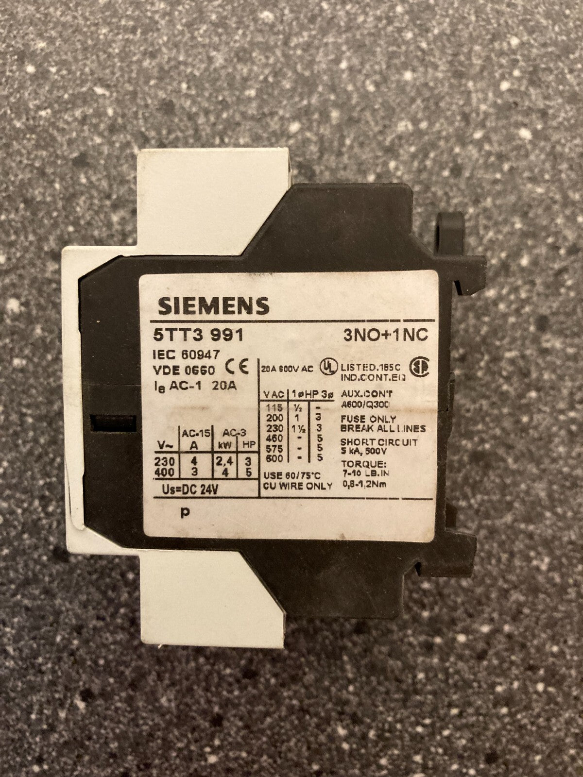 Siemens 5TT3 991 Load Remote Switch 20A 400V AC/DC 24V 3NO+1NC