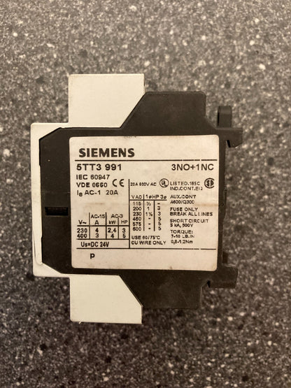Siemens 5TT3 991 Load Remote Switch 20A 400V AC/DC 24V 3NO+1NC