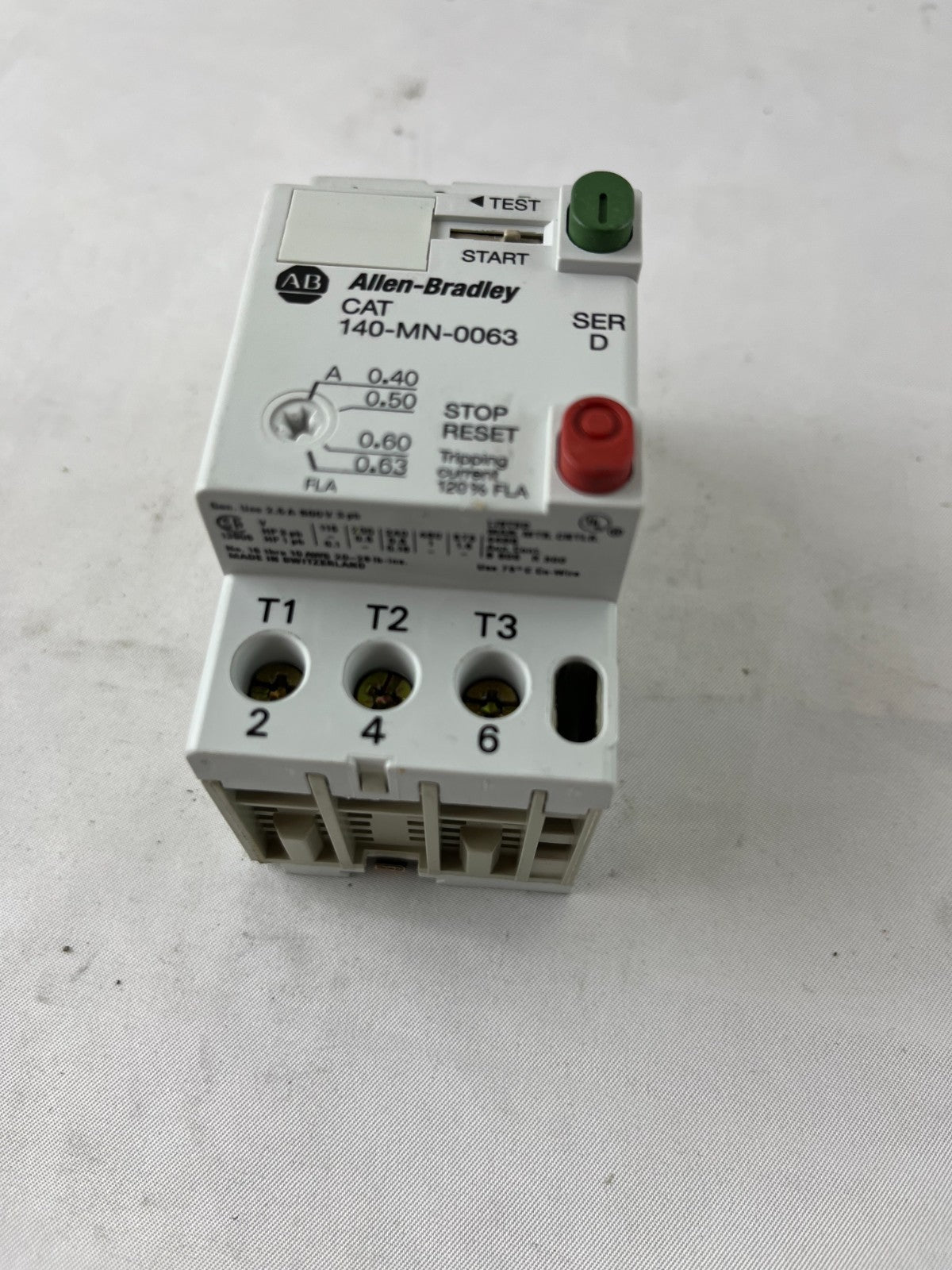 Allen‑Bradley 140-MN-0063 Manual Motor Starter 0.40–0.63A 3‑Pole Used Spare Part