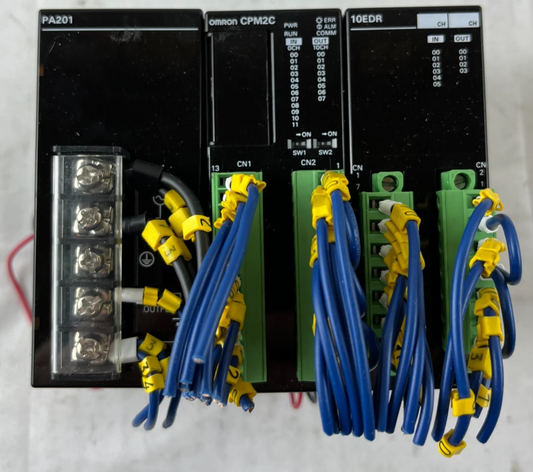 Omron CPM2C PLC System CPM2C-20CDR-D CPU with CPM2C-10EDR I/O and CPM2C-PA201