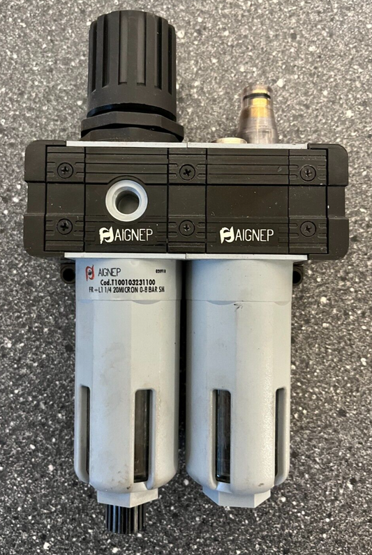 Aignep Pneumatic Filter Regulator Assembly, Cod. T100103231100, 1/4" NPT 0-8 Bar