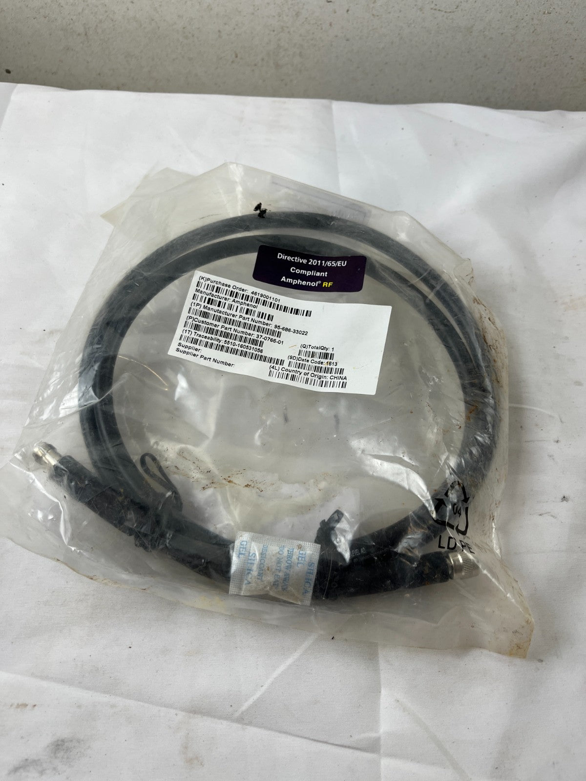 Amphenol RF 95-686-33022 Coaxial Cable Assembly 37-0766-01 New Spare Unit