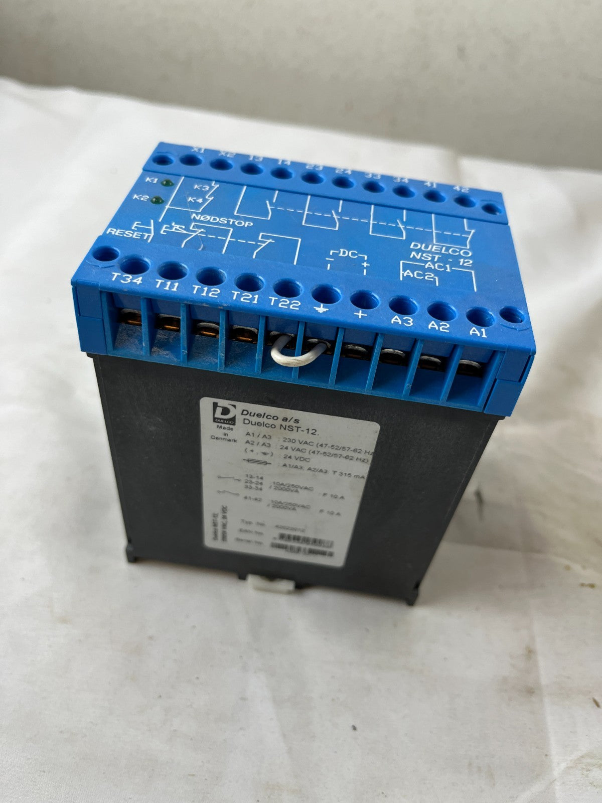 Duelco NST-12 Safety Relay Emergency Stop Module 24VDC 24VAC 230VAC Used Spare