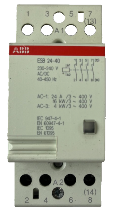 ABB ESB 24-40 Contactor 24A 230-240V AC/DC Coil 4P DIN Used Spare Unit