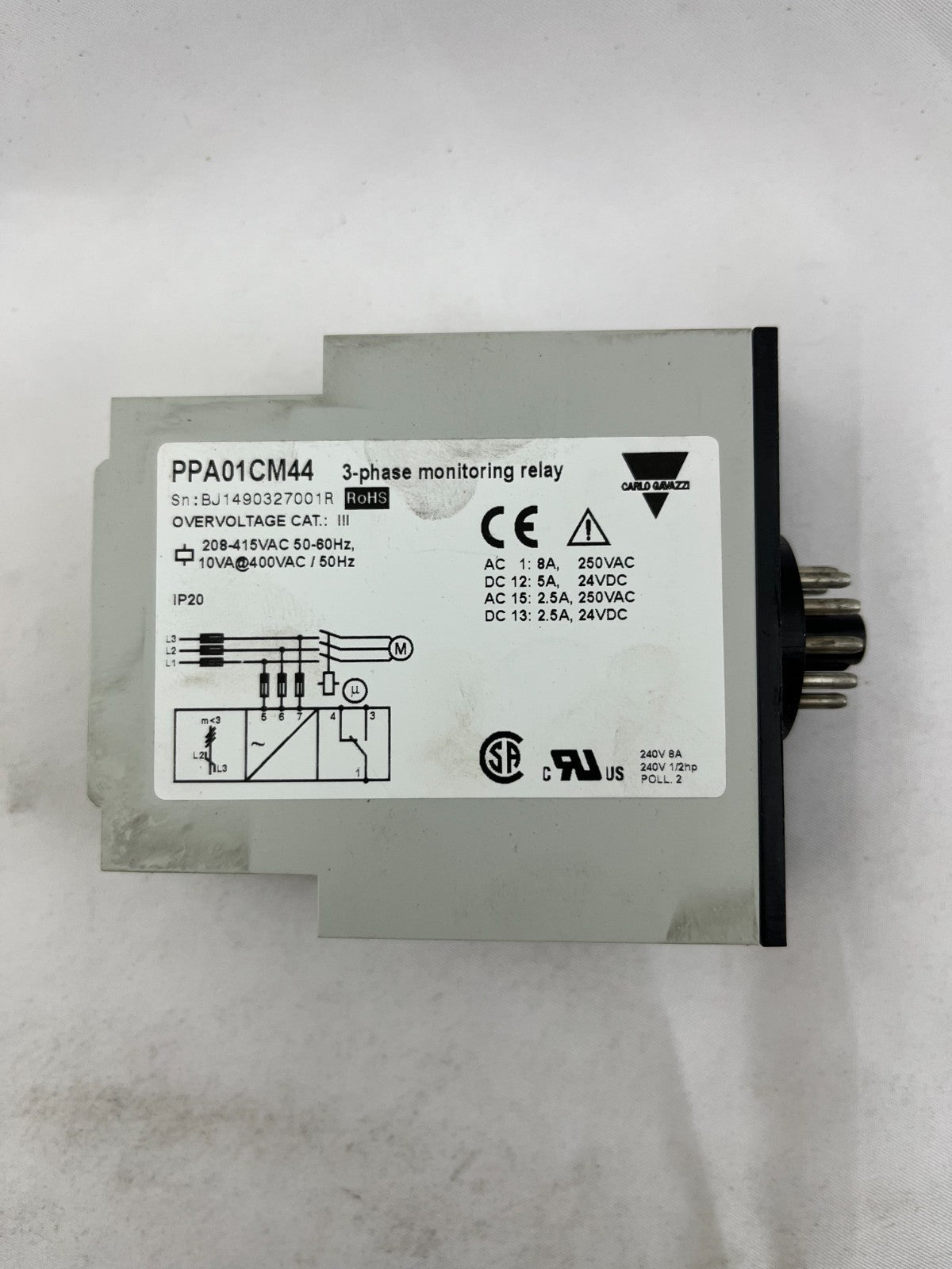 Carlo Gavazzi PPA01CM44 3-Phase Monitoring Relay SPDT 208-415VAC New in Box