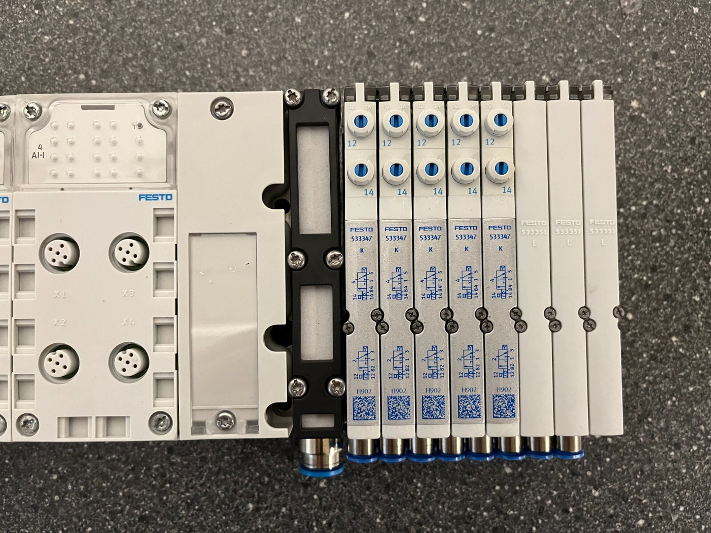 Festo CPX Pneumatic Manifold Assembly with VMPA1-FB-EMS-8 Valves and Accessories