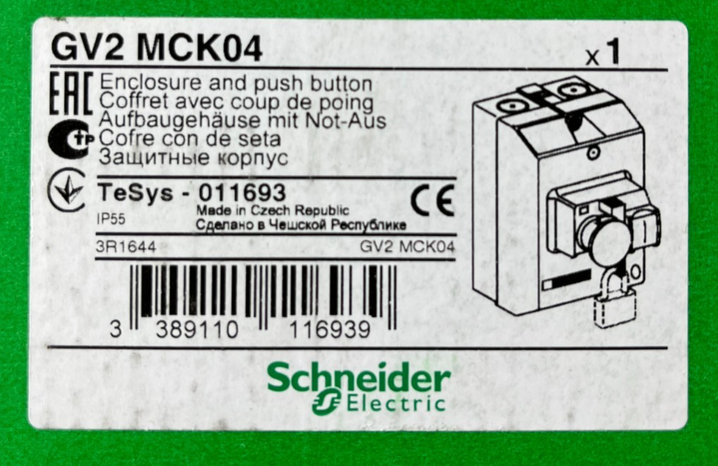 Schneider GV2 MCK04 NEW Emergency Stop Enclosure IP55 TeSys GV2ME Motor Control