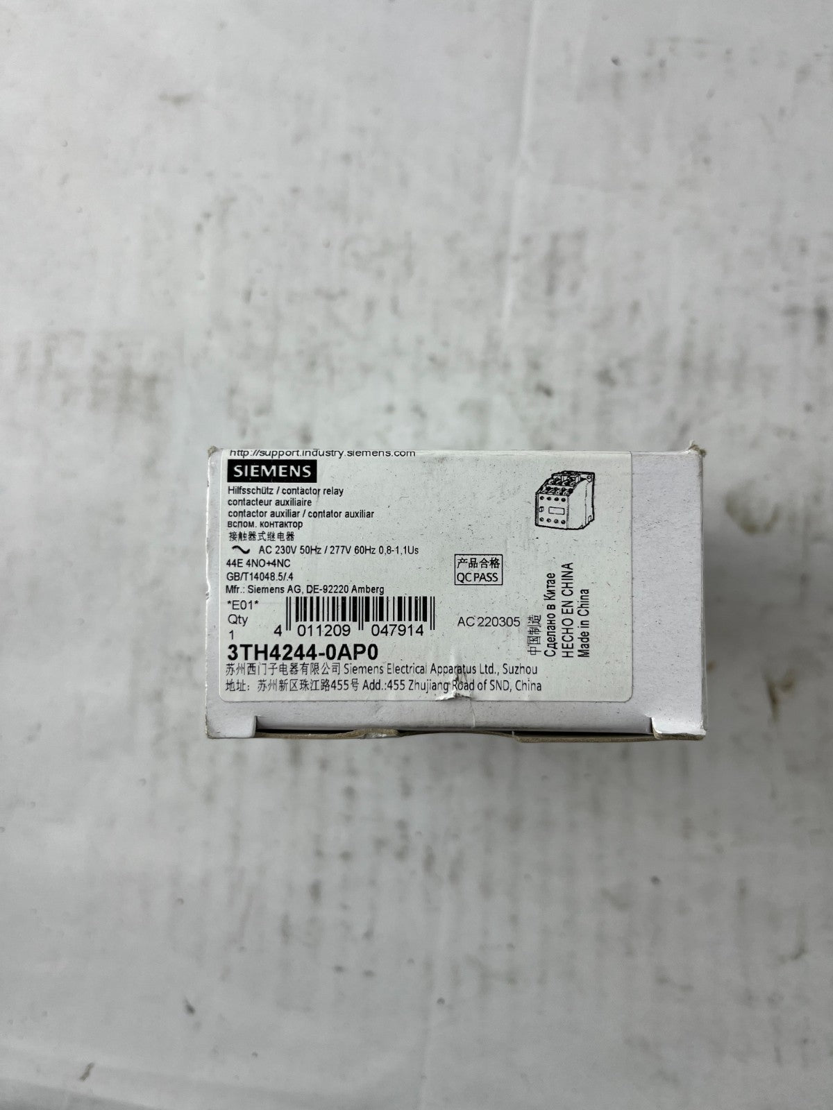 Siemens 3TH4244-0AP0 Contactor Relay 230V 4NO 4NC Auxiliary New Unit