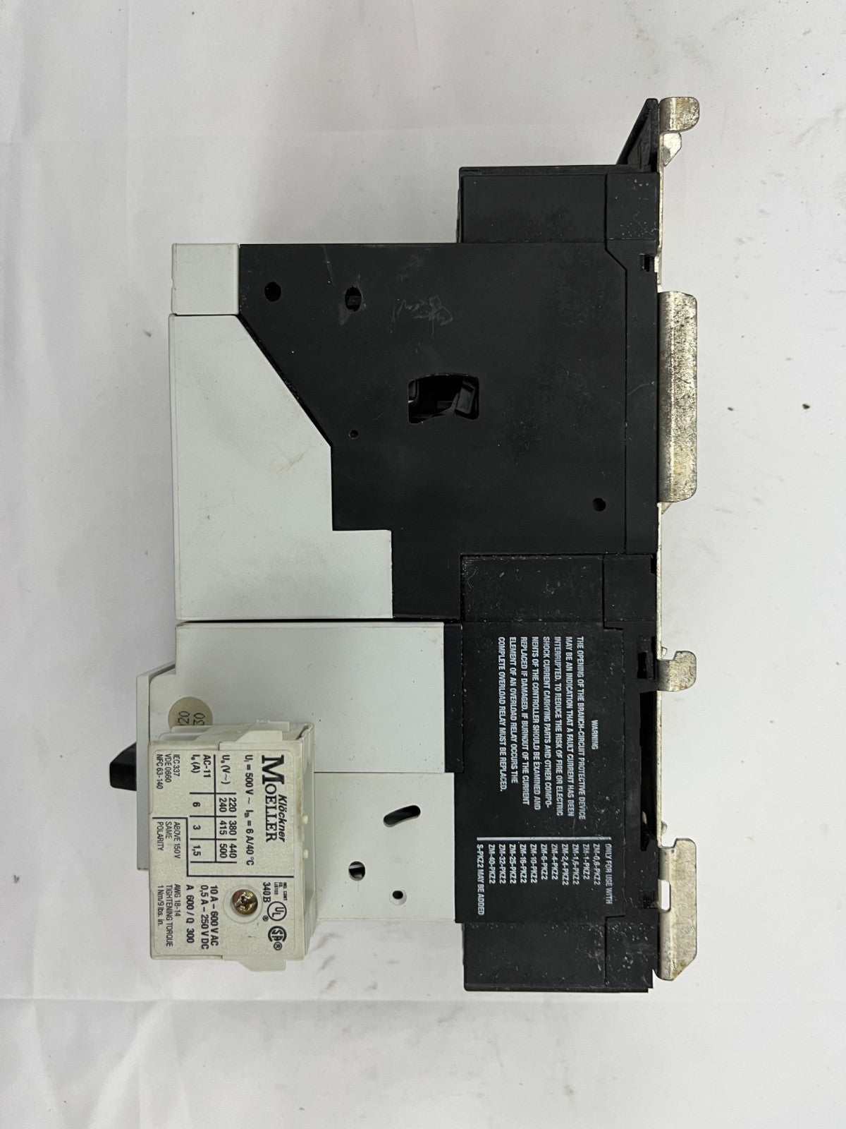 Moeller PKZ2 Motor Protection Breaker ZM-1,6-PKZ2 S-PKZ2 1-1.6A 10A 600VAC Used