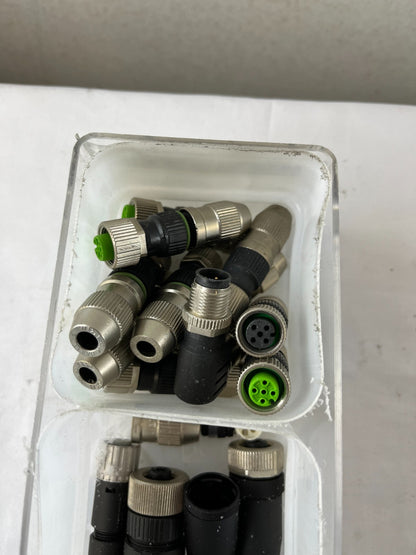 M12 Field Wireable Connectors 4 & 5 Pin Angled Bundle Used Spare Parts