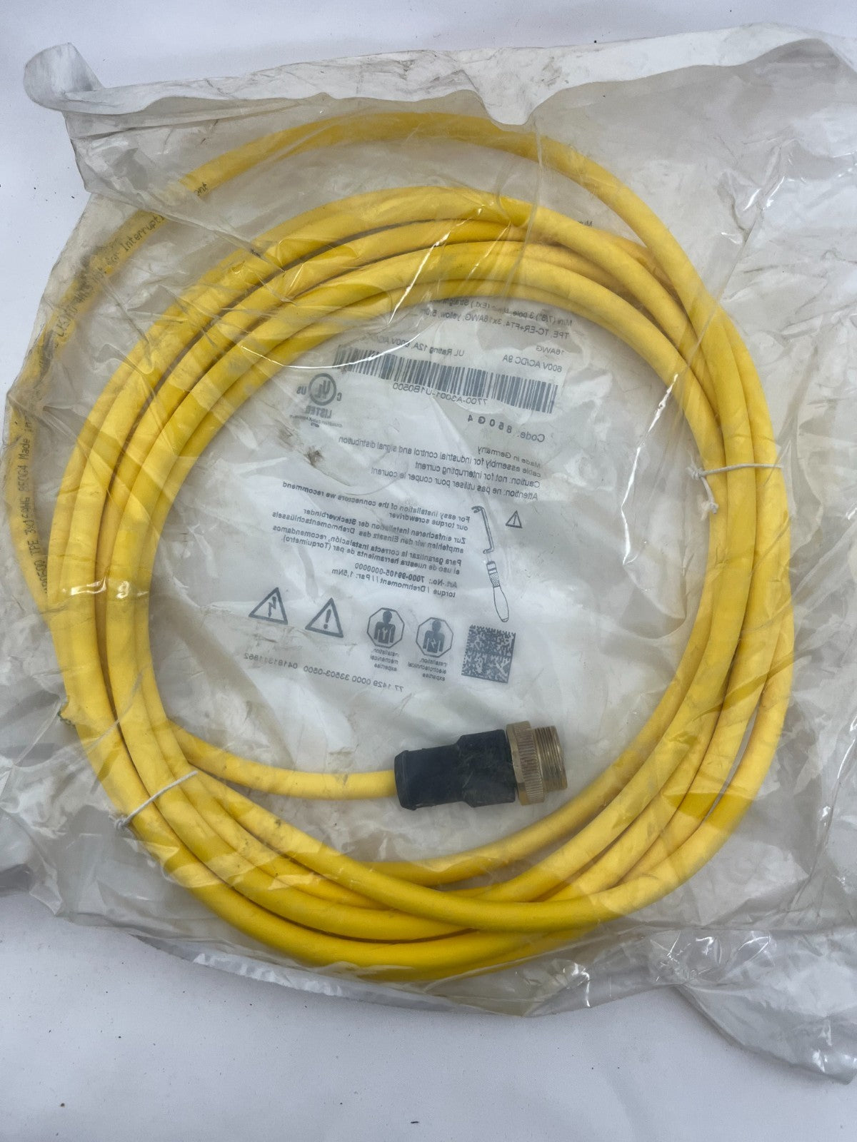 Murrelektronik 7700-A3001-U1B0500 7/8" 3-Pole Male Cable 5m 16AWG TC-ER FT4