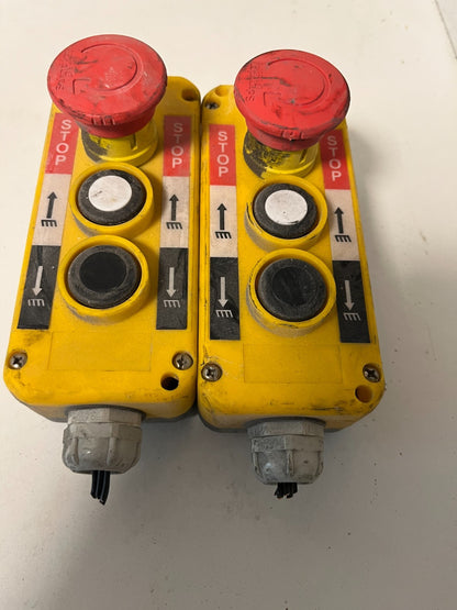 Pendant Control Stations 2x – Up/Down + Emergency Stop, Used Working Lot