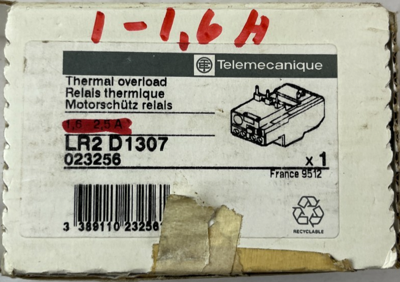 Telemecanique LR2D1307 Thermal Overload Relay 1.6–2.5A Class 10A New In Box