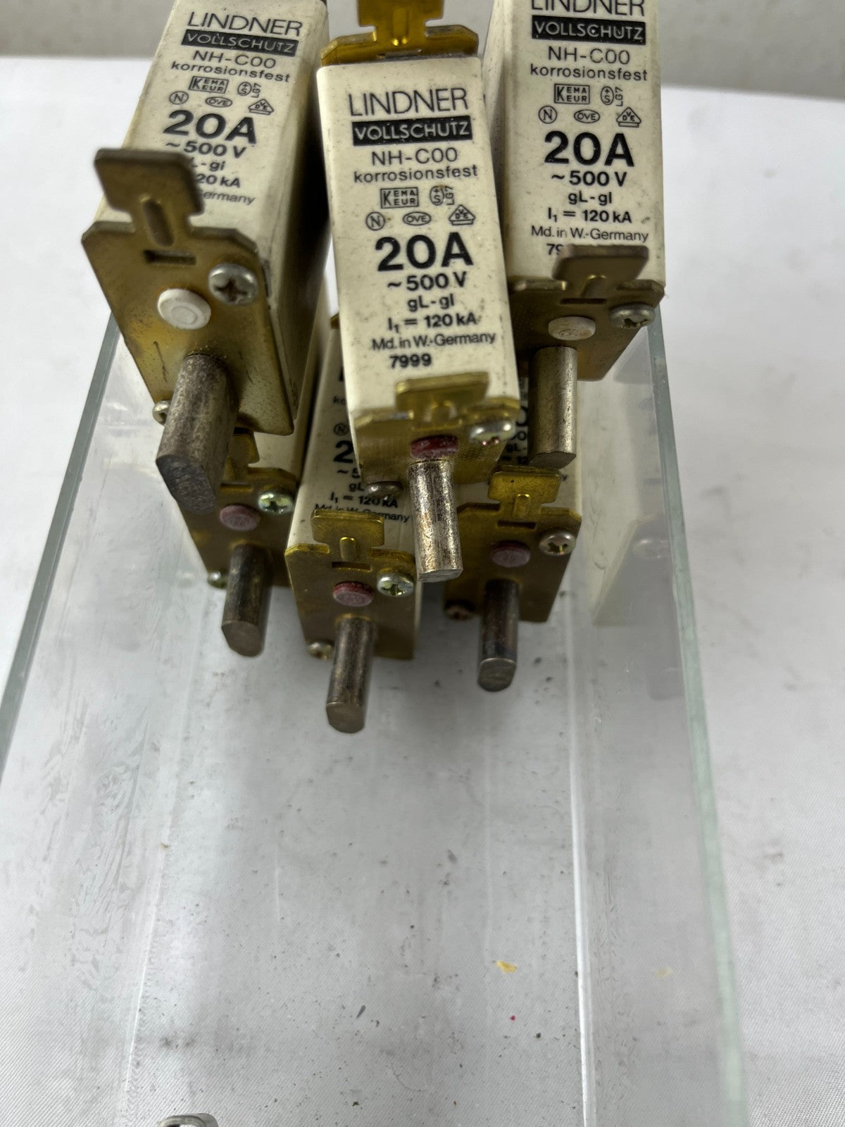 Lindner NH-C00 7999 Fuse 20A 500V gL-gI Vollschutz Corrosion Resistant Lot of 6x