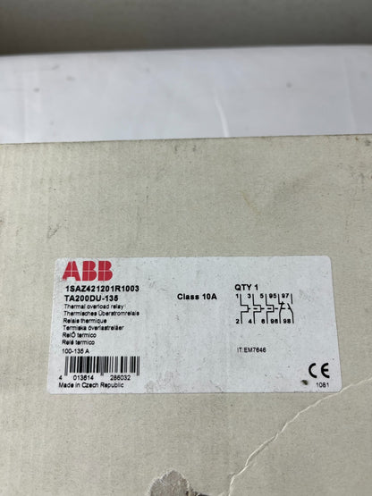 ABB TA200DU-135 Thermal Overload Relay 100–135 A Class 10A New Spare Part