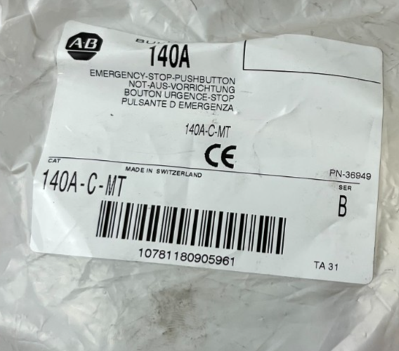 Allen-Bradley 140A-C-MT Emergency Stop Push Button Twist Release New Spare Unit