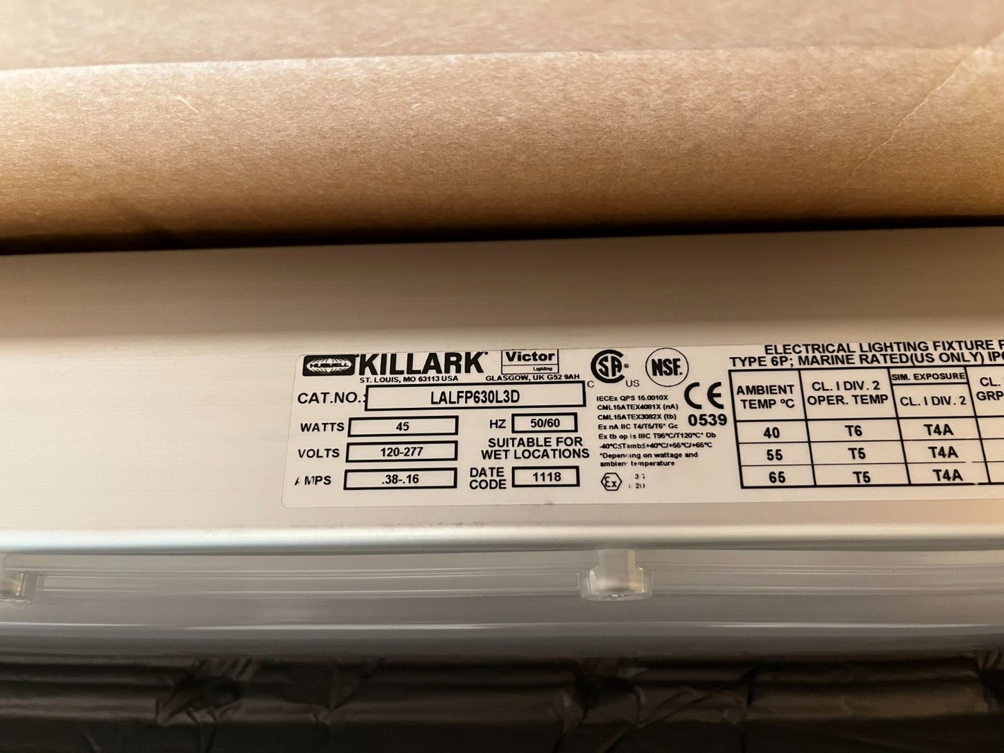 Killark LALFP630L3D 45W LED Hazardous Location Luminaire, 120-277V, IP66 NEW