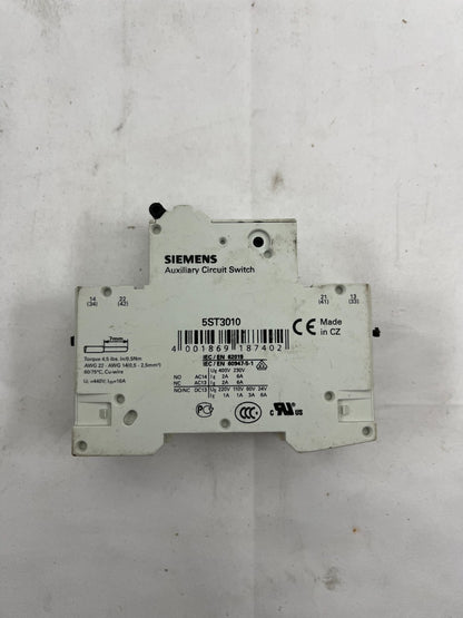 Siemens 5ST3010 Auxiliary Circuit Switch + MCB C6 230/400V, 6A, Used Tested