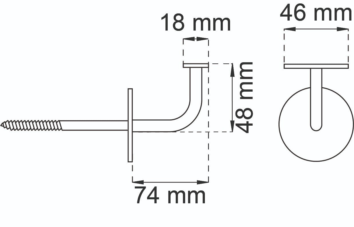 HABO Nickel-Plated Steel Handrail Bracket, M10 x 90 mm Screw Included