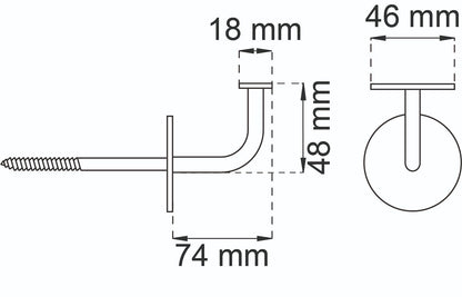 HABO Nickel-Plated Steel Handrail Bracket, M10 x 90 mm Screw Included